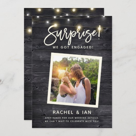 Modernes Rustikales Snapshot - Überraschendes Foto Save The Date (Vorne/Hinten)