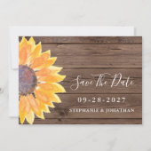 Modernes rustikales Sonnenblumenholz Save the Date (Vorderseite)