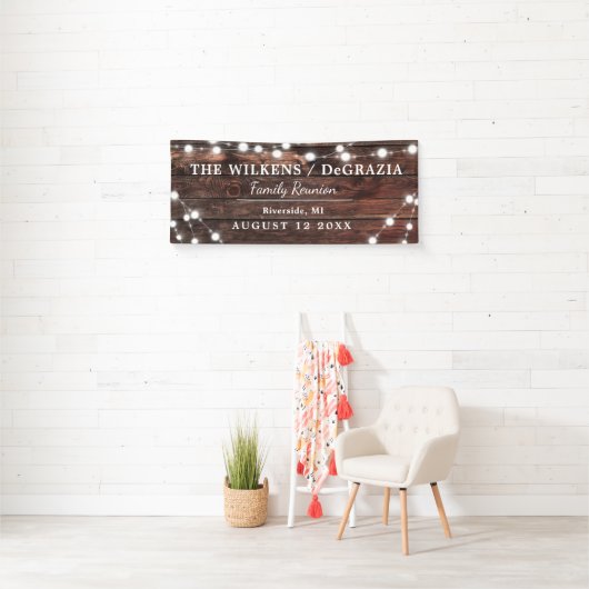 Modernes Rustikales String Lights Woodfamilie Wied Banner (Insitu)