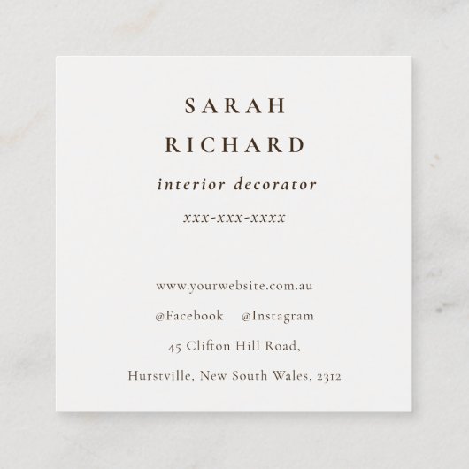 Modernes, rustikales Tan Leder-Logo Quadratische Visitenkarte (Rückseite)