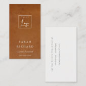 Modernes, rustikales Tan Leder-Logo Visitenkarte (Vorne/Hinten)