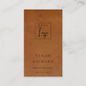 Modernes, rustikales Tan Leder-Logo Visitenkarte (Vorderseite)