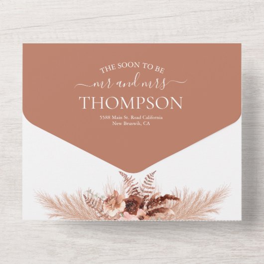 Modernes Rustikales Terracotta Foto QR Code Weddin All In One Einladung (Rückseite)