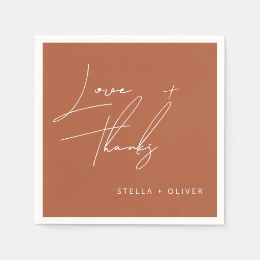 Modernes Rustikales Terracotta Script Liebe dank P Serviette (Vorderseite)