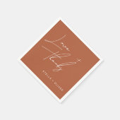 Modernes Rustikales Terracotta Script Liebe dank P Serviette (Ecke)