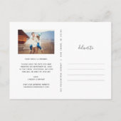 Modernes rustikales Typografie-Foto Save the Date Ankündigungspostkarte (Rückseite)