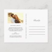 Modernes rustikales Typografie-Foto Save the Date Ankündigungspostkarte (Rückseite)