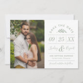 Modernes rustikales Typografie-Foto Save the Date Einladung (Vorderseite)