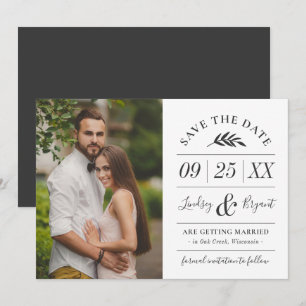 Modernes rustikales Typografie-Foto Save the Date  Einladung