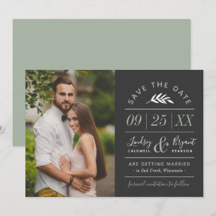 Modernes rustikales Typografie-Foto Save the Date  Einladung