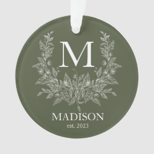 Modernes Rustikales Urlaubsparogramm Olive Drab Ornament