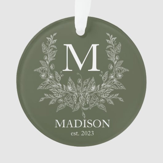 Modernes Rustikales Urlaubsparogramm Olive Drab Ornament (Vorderseite)