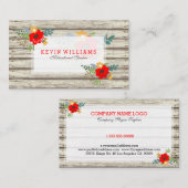 Modernes, rustikales Weißholz und Blume Akzent Visitenkarte (Vorne/Hinten)