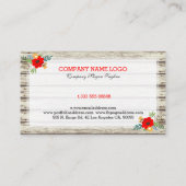 Modernes, rustikales Weißholz und Blume Akzent Visitenkarte (Rückseite)