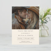 Modernes Rustikales Western Foto Save the Date (Stehend Vorderseite)