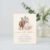 Modernes Rustikales Western Foto Save the Date Ankündigungspostkarte (Stehend Vorderseite)