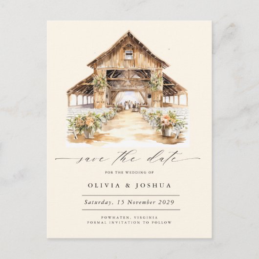 Modernes Rustikales Western Foto Save the Date Ankündigungspostkarte (Vorderseite)