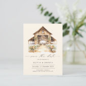 Modernes Rustikales Western Foto Save the Date Ankündigungspostkarte (Stehend Vorderseite)