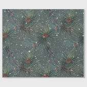 Modernes rustikales Winterpinienmuster Geschenkpapier (Flach)