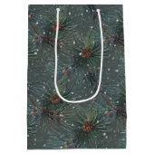 Modernes rustikales Winterpinienmuster Mittlere Geschenktüte (Rückseite)