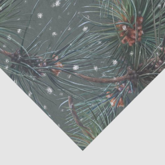 Modernes rustikales Winterpinienmuster Seidenpapier (Detail)