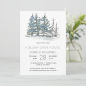 Modernes rustikales Winterwaldhaus Einladung (Stehend Vorderseite)