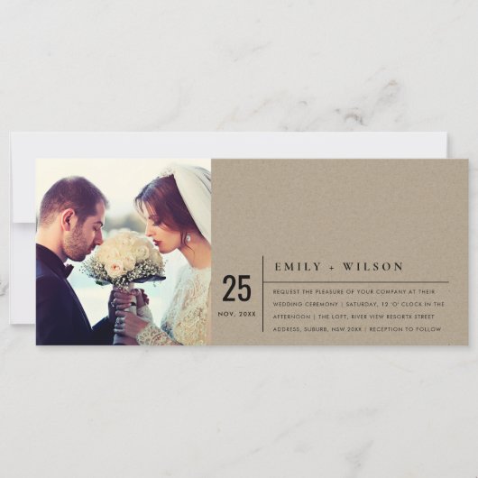 MODERNES RUSTIKKRAFTTYPOGRAFISCHES FOTO EINLADUNG (Vorderseite)