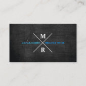 MODERNES RUSTISCHES MONOGRAMM Blauer Text & Schwar Visitenkarte (Vorderseite)