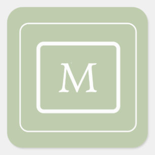 modernes, saftig grünes Monogramm Quadratischer Aufkleber