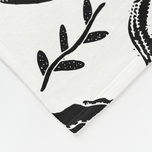 Modernes saftiges Kaktus-Schwarzweiss-Muster Fleecedecke (Ecke)