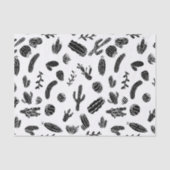 Modernes saftiges Kaktus-Schwarzweiss-Muster Seidenpapier (Vorderseite)