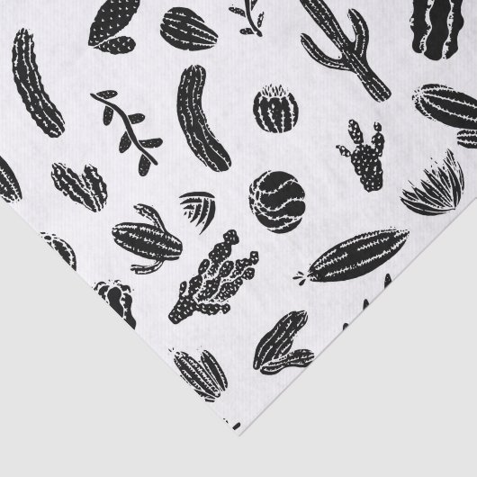 Modernes saftiges Kaktus-Schwarzweiss-Muster Seidenpapier (Ausschnitt)