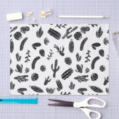 Modernes saftiges Kaktus-Schwarzweiss-Muster Seidenpapier (Handwerk)