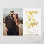 Modernes Sage Gold Foil Foto Save the Date Folieneinladung (Vorderseite)