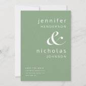 Modernes Sage Green Ampersand Foto Save The Date (Vorderseite)