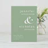 Modernes Sage Green Ampersand Foto Save The Date (Stehend Vorderseite)