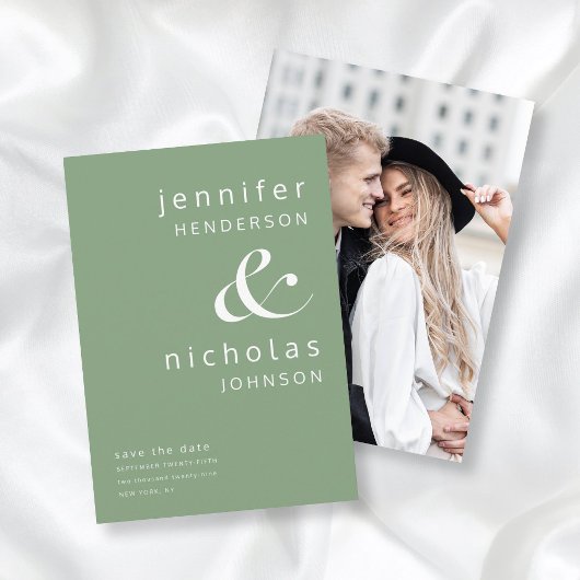 Modernes Sage Green Ampersand Foto Save The Date