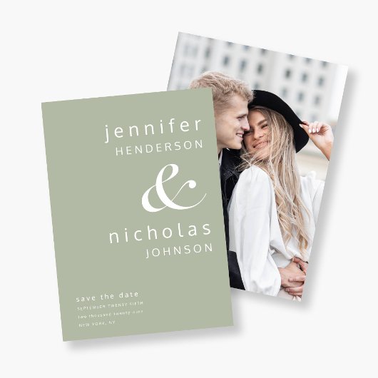 Modernes Sage Green Ampersand Foto Save The Date