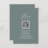 Modernes Sage Green Elegante Script QR Wedding RSV Begleitkarte (Vorne/Hinten)