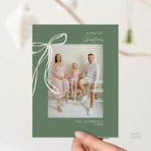 Modernes Sage Green Family Foto Weihnachtsgrüße Postkarte