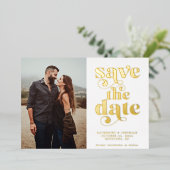 Modernes Sage Green Gold Foil Foto Save the Date Folieneinladung (Stehend vorne)