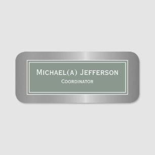Modernes Sage Green & Luxury Metallic Silver Elega Namensschild