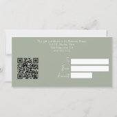 Modernes Sage Green mit QR Code Geschenkgutschein (Rückseite)