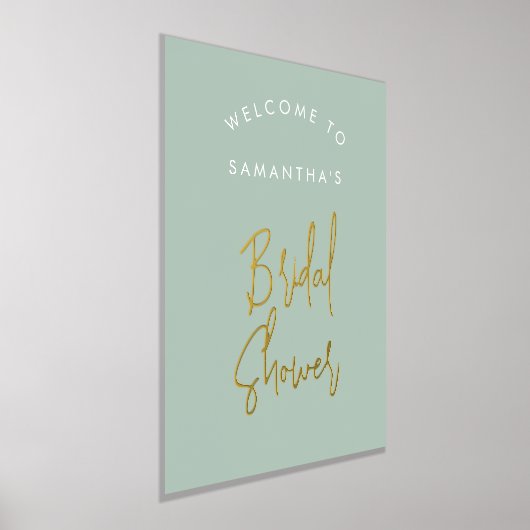 Modernes Sage Green Script Willkommen Brautparty Foliendrucke (Ablage )