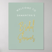 Modernes Sage Green Script Willkommen Brautparty Foliendrucke (Vorderseite)