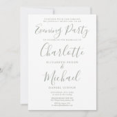 Modernes Sage Green Signature Wedding Abend Party Einladung (Vorderseite)