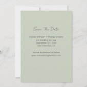 Modernes Sage Wedding Foto Save The Date (Rückseite)