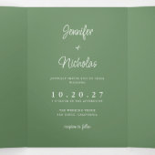 Modernes Sage Wedding RSVP Details QR Code Foto Dreifach Gefaltete Einladung (Innenseite Mitte)