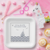 Modernes Sailboat Grau Farbschema, nautisch Pappteller (Party)