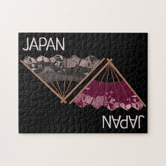Modernes Sakura Fan Hand Illustriert Japan Puzzle (Horizontal)